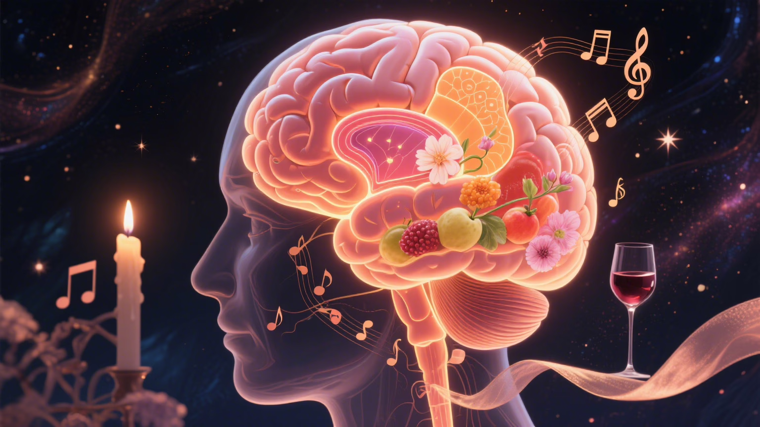 Brain neuroscience illustration showing sensory processing for intimate experiences