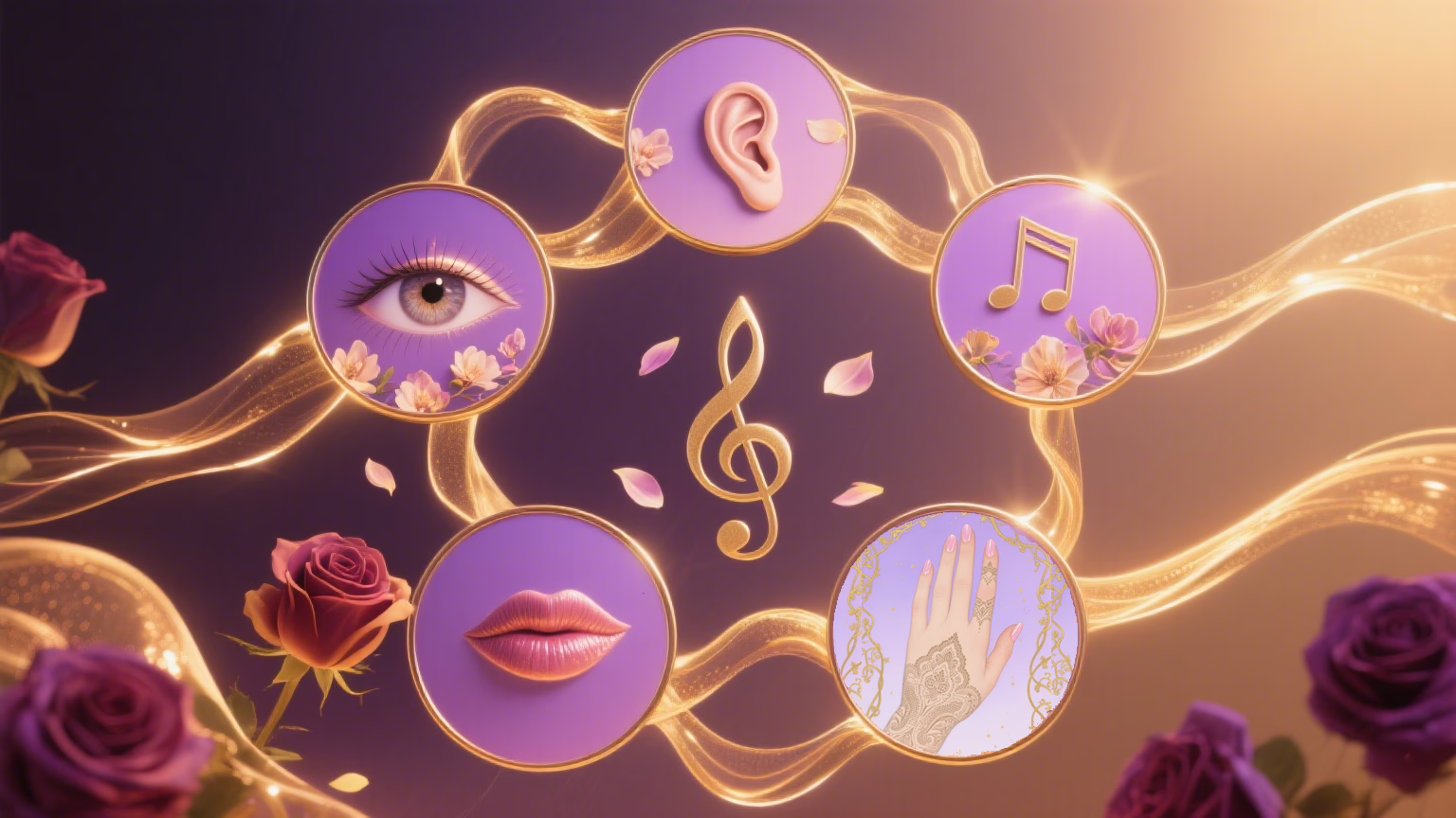 Five senses artistic representation for romantic sensory intimacy