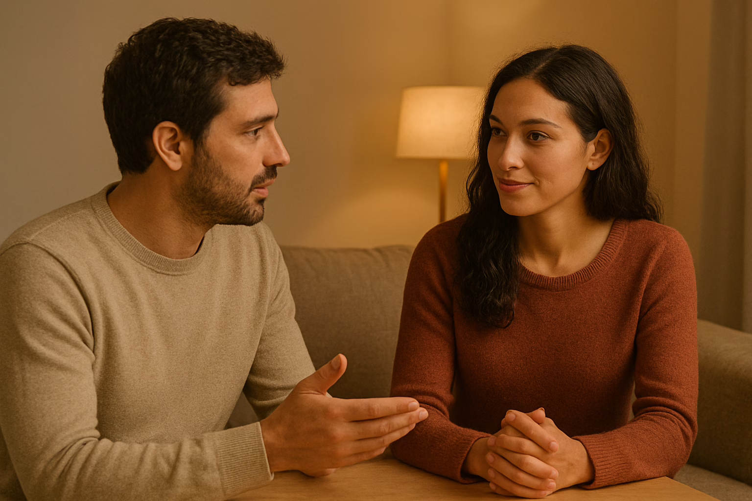 Partner demonstrating active listening during conflict resolution practice