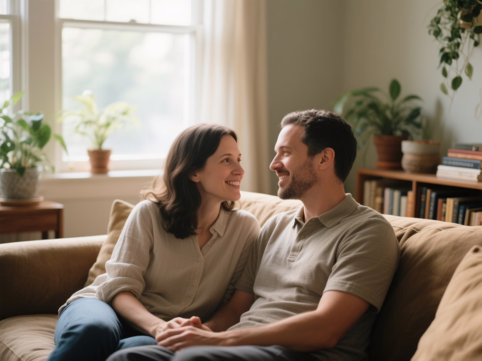 Couple having meaningful conversation during 7-day communication challenge for relationships