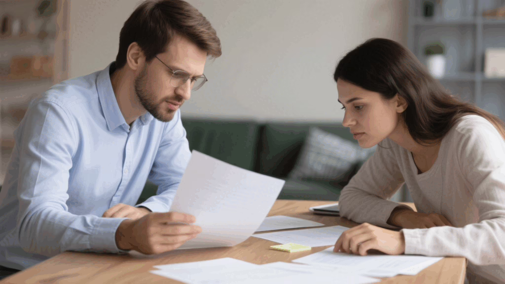 Couple collaborating to solve relationship challenges during communication exercise