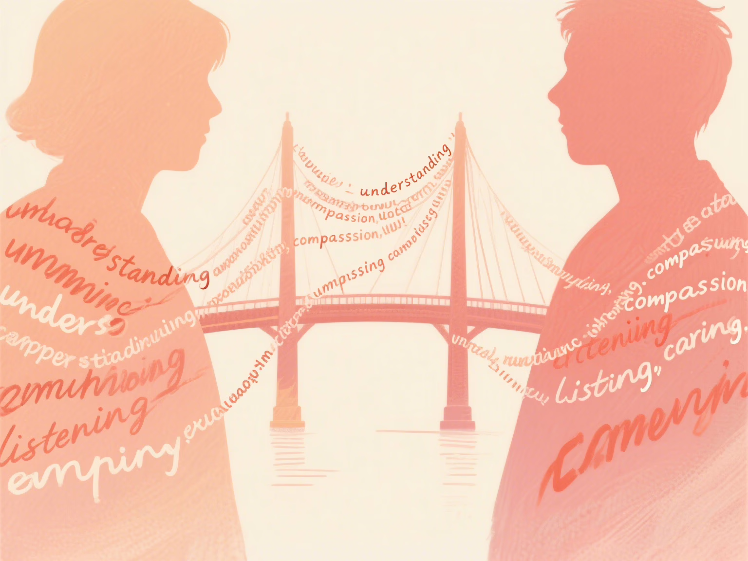 Artistic bridge of empathy connecting two partners through understanding