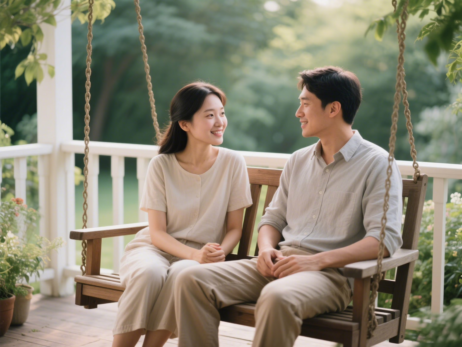 Couple having peaceful discussion using conflict resolution techniques