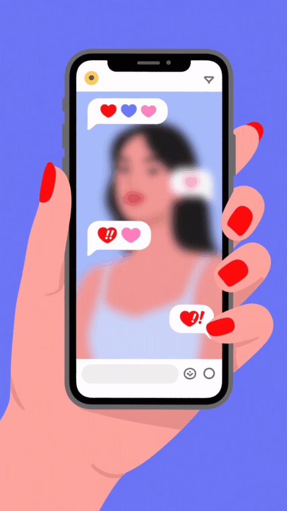 Illustration of playful sexting messages on phone screen.
