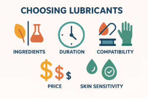 Infographic showing factors to consider when choosing personal lubricant products