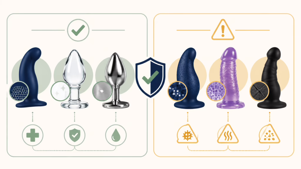 Comparison of body-safe versus unsafe sex toy materials