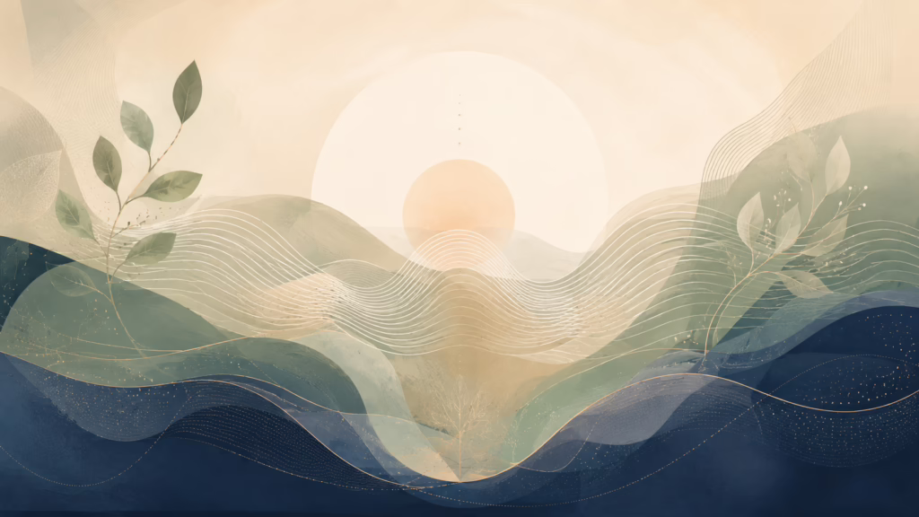 Abstract calming illustration of mindfulness and the mind-body connection in pleasure